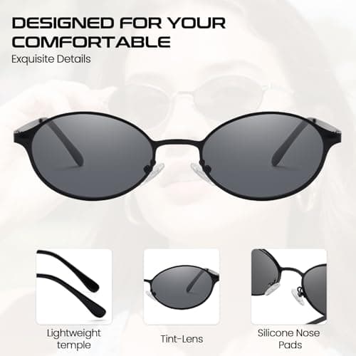 SODQW Trendy Oval Sunglasses for Women Small Gold Frame Fashion Designer Ladies Shades with UV400 Protection - Thumbnail 3
