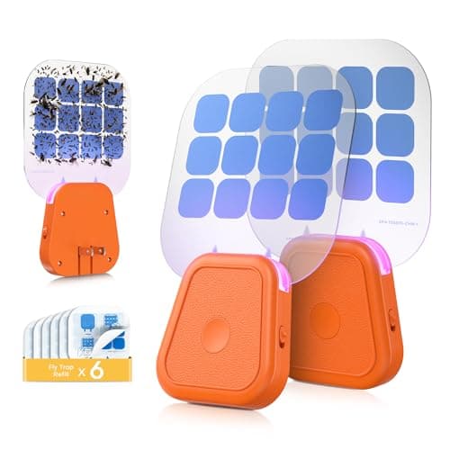Fruit Fly Traps,Plug in Fly Trap with UV Light & Glue Cards,Fly Trap Indoors for Gnats, Mosquitoes,Moths & More,Insect Trapper for House Kitchen Garage, 2 Pack & 6 Refills - Image 1