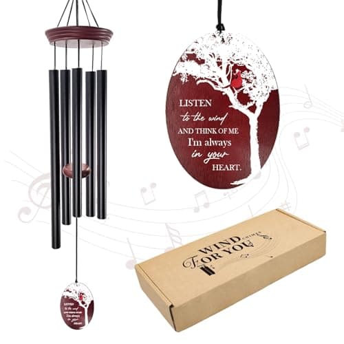 Howarmer Cardinal Memorial Wind Chimes for Loss of Loved One, 33.5" Red Cardinal Sympathy Wind Chimes Outdoor Deep Tone, Tree of Life Remembrance Gift for Loss of Mom Dad, Funeral Gift