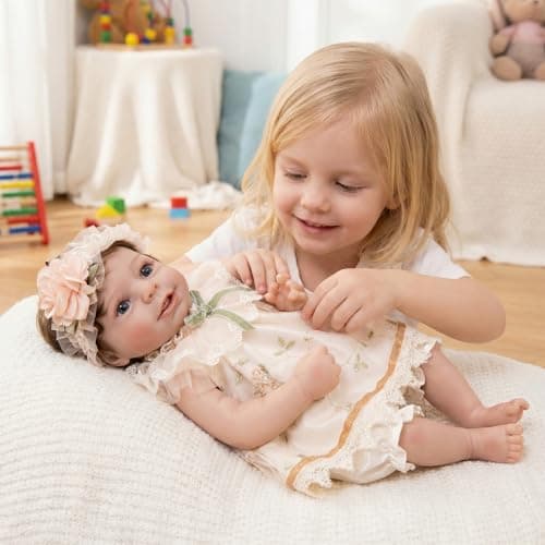 Vvioxiu Lifelike Reborn Baby Dolls, 20 inch Realistic Cute Soft Vinyl Realistic Newborn Baby Doll Poseable Real Life Baby Dolls with Accessories for 3+ Years Old Gifts - Thumbnail 2