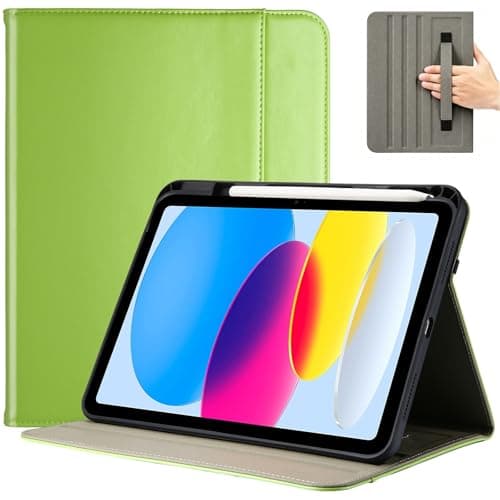 ProCase for iPad A16 11th Generation 11” 2025/iPad 10th Generation 10.9” 2022 with Pencil Holder, iPad 11/10 PU Leather Case Business Stand Cover Smart Folio with Hand Strap Front Pocket -Green