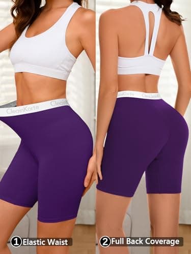 CleainKorte Womens Boy Shorts Underwear Cotton Anti Chafing Boxers Briefs High Waisted Boyshorts Panties Strech 3 Pack Multicolor M - Thumbnail 2