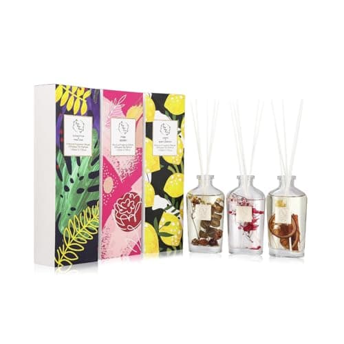 Reed Diffuser Set, Pretty Valley Home Diffuser 140Ml / 4.73 fl OZ Gift Box - Includes Reed Diffuser Sticks, Long Lasting Fragrance Oil and Glass Bottle for Office Living Room Decor (Lemon) - Thumbnail 5