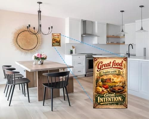 Great Food Begins With Great Intention Tin Sign Vintage Kitchen Wall Decor Rustic Farmhouse Cooking Quote Metal Poster Retro Culinary Art 8x12 Inch Food Lover Home Restaurant Cafe Wall Display - Thumbnail 2