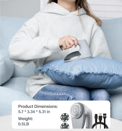 Bymore Fabric Shaver & Lint Shaver for Clothes and Furniture, Heavy Duty Sweater Shaver Lint Remover with Large 65mm Shaving Head, 6-Leaf Blades, Extra Replacement Blades for Couch, Sofa & Upholstery - Thumbnail 6