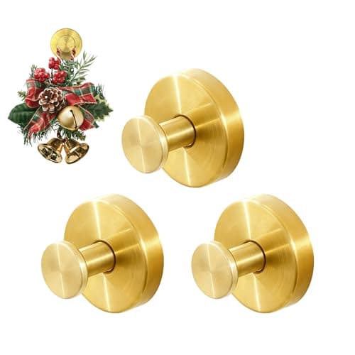 YAKUNCL 3 Pack No Drill Adhesive Hooks, Strong Stick On Wall Hooks for Hats, Towels, Coats & Bags, Heavy Duty Removable Hat Organizer Hooks for Bathroom, Entryway, Kitchen - Damage-Free Installation - Image 1