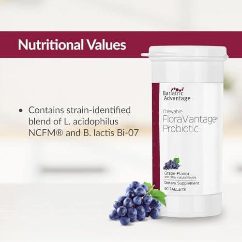 Bariatric Advantage Chewable FloraVantage Probiotic - 10 Billion CFUs - Probiotic Supplement - Supports Gut Health & Immune System* - Vegetarian & Gluten-Free - Grape Flavor - 90 Count - Thumbnail 5