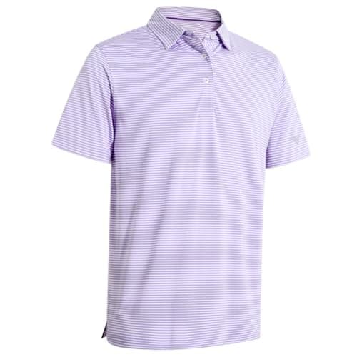 Mens Golf Shirts Moisture Wicking Dry Fit Short Sleeve Performance Sport Stripe Golf Polo Shirts for Men - Image 1
