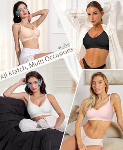 Ganado Bras for Women No Underwire Wireless Push Up Bra Full Coverage Seamless Comfortable Bralettes (Coffee, Medium) - Thumbnail 5
