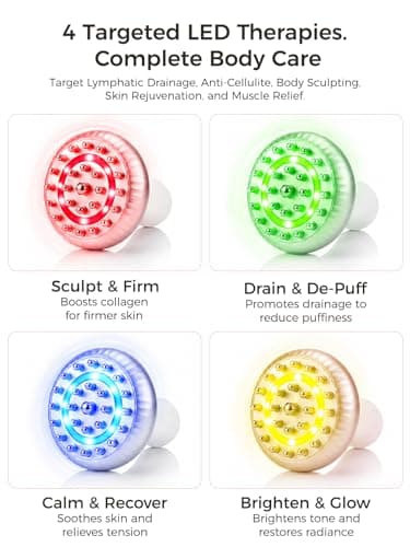 Huxerol Lymphatic Drainage Massager, Cellulite Massage Tool & Body Sculpting Machine with 4-Color Light, Pulse, Heat & Vibration for Body, Arms & Legs - Thumbnail 4
