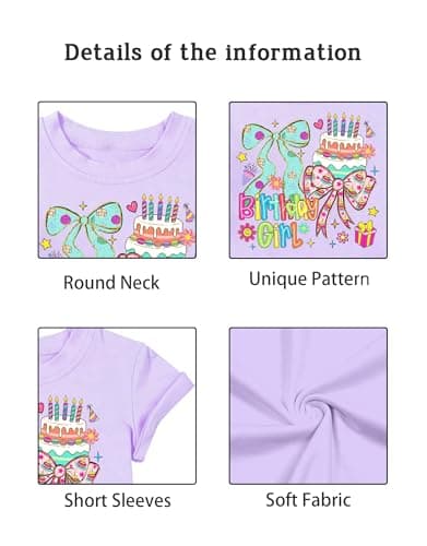 IsPICK Birthday Girl Shirt Toddler Kid Birthday Graphic Tee 4-12 Years - Thumbnail 5