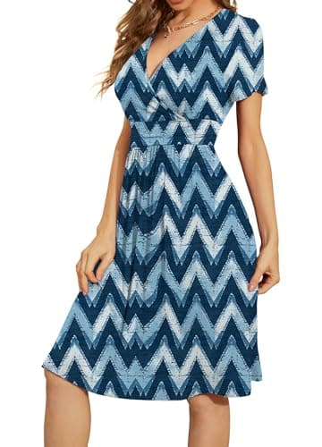 WEACZZY Dresses for Women 2026 Casual Summer Sundress Teacher Dress Business Outfits Spring Clothes,White Waves,2X-Large - Thumbnail 2