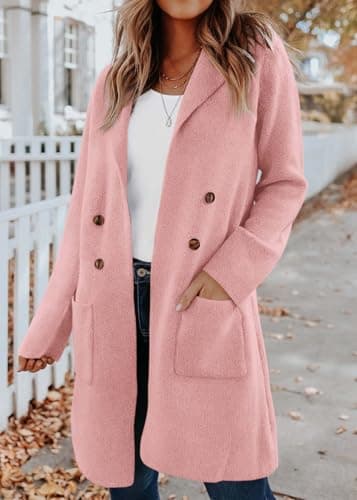 KIRUNDO Cardigan Sweaters for Women 2026 Fall Open Front Knit Sweater Jackets Business Casual Long Coatigan Winter Clothing(Pink, X-Large) - Thumbnail 5