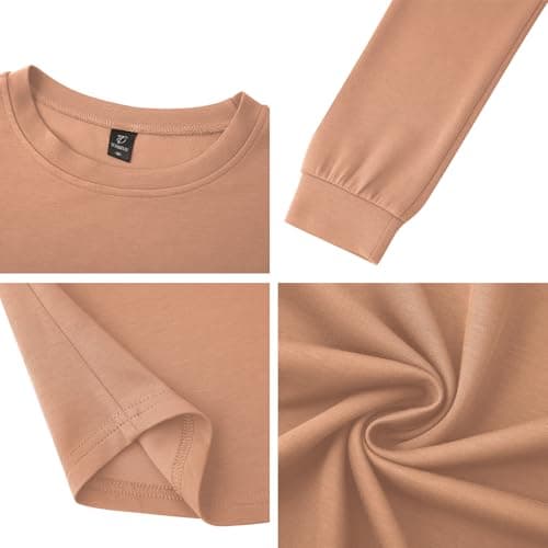 Totatuit Women Cute Crop Long Sleeve T Shirts Casual Loose Drop Shoulder Crewneck Sweatshirts for Workout Hiking Basic Tee Peachy Pink XX-Large - Thumbnail 6