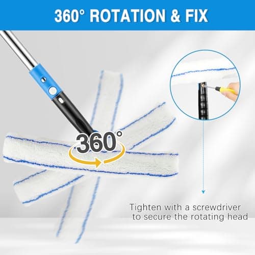 Feeloco 75" Window Squeegee Cleaner Kit with Extension Pole, 360° Rotating Streak-Free Glass Cleaner for High Windows, Shower Doors & Solar Panels – Professional All-in-One Window Cleaning Tools Set - Thumbnail 2