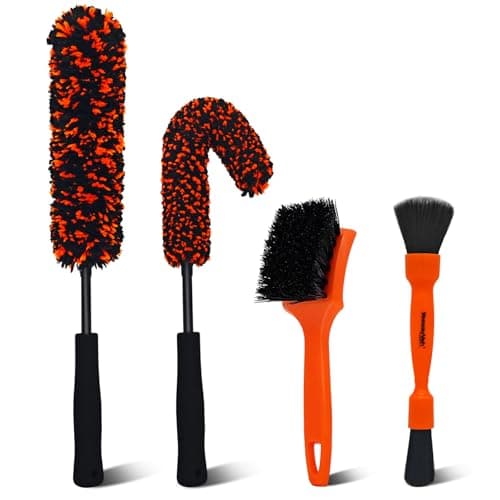 YeewayVeh 4PCS Car Wheel Cleaning Kit, 2-Size Bendable Microfiber Wool Wheel Brush Set, Tire Brush, Double-Ended Detailing Brush, Soft Non-Metallic Rim Cleaner Brushes for All Wheel Types - Image 1