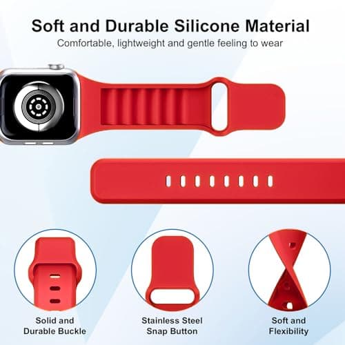 8 Pack Sport Bands Compatible with Apple Watch Bands 40mm 38mm 41mm 42mm 44mm 45mm 49mm 46mm for Women Men,Silicone Waterproof Strap for iWatch Apple Watch Series11 10 9 Ultra 8 7 6 5 4 3 2 1 SE - Thumbnail 2