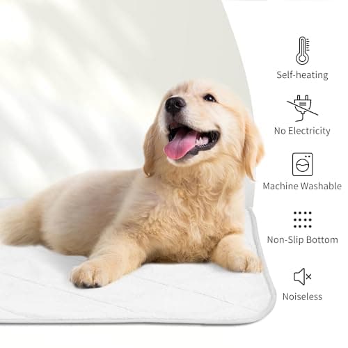 NWK Fluffy Self Warming Cat Mat, Cat Blanket, Thermal Dog Mat, Washable, Non-Slip Bottom for Sofa & Crate & Kennel & Car Seat (Creamy White, X-Large (45'' X 28'' X 0.4'')) - Thumbnail 5