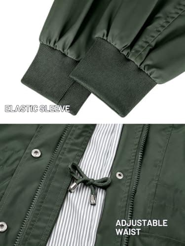 PITINAN Raincoat For Women Long Windbreaker Jacket Womens Rain Coat with Hood Outdoor Waterproof Trench Coat Lined Rain Jacket Women Waterproof Dark Green S - Thumbnail 5