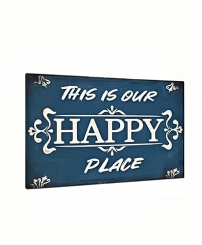 Carastora Vintage "This Is Our Happy Place" Sign – Metal Decorative Plaque for Home, Kitchen, Bedroom, Cafe, and Park – 8x12 Inches - Image 1