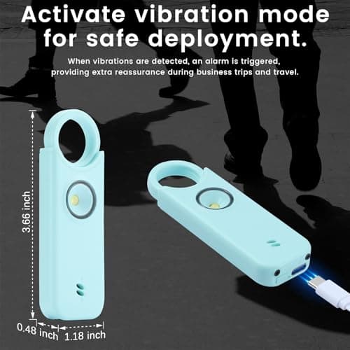 TIPSEAN Personal Safety Alarm - 135dB Ultra Loud Siren with LED Strobe Light, USB-C Rechargeable, Compact Keychain Alarm for Women/Men, Emergency Flashlight & Vibration Alert(Blue) - Thumbnail 6