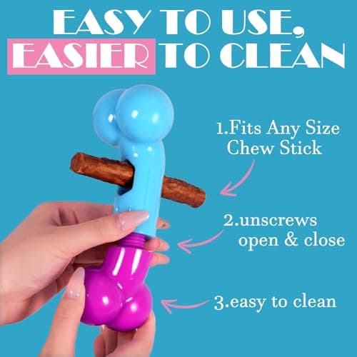 Apasiri Bully Stick Holder for Medium/Large Dogs - Anti-Choking, Prevents Swallowed Ends - Nylon Dog Chew Toy - Dishwasher Safe, Pink - Thumbnail 6