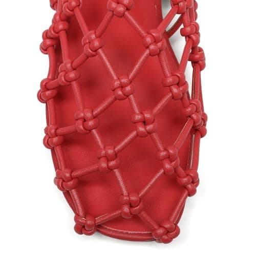 Red Jelly Mesh Ballet Flats for Women Woven Hollow Beach Ballerina Flats Comfortable Casual Slip on Mary Jane Flats - Thumbnail 6