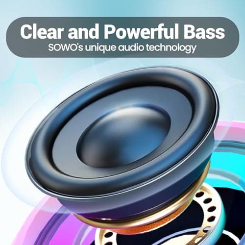 SOWO Small Waterproof Speaker Bluetooth Portable Wireless - Clip Speaker for Shower - Powerful Bass and Louder Volume - Colorful Lights and Lightweight for Travel,Kitchen,Pool - Pink - Thumbnail 2