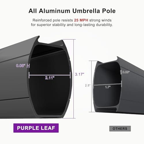 PURPLE LEAF 10' × 13' Patio Cantilever Umbrella Outdoor Rectangle Adjustable Offset Umbrellas with 360-degree Rotation and 8 Heavy Duty Metal Ribs for Garden Deck Pool Beige - Thumbnail 5