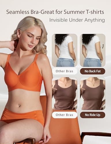 Tarbo Womens Seamless Push Up Bra Jelly Wireless T-Shirt Invisible Bras Comfort No Underwire Sleeping Back Smoothing Full Coverage Everyday Bra Dark Nude XL - Thumbnail 5