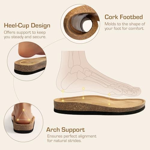 DREAM PAIRS Women's Thong Slide Sandals with Cork Footbed Open Toe Adjustable Slip On Slippers Comfort Flat Sandals for Summer,Size 8,Natural,SDSS2405W - Thumbnail 4