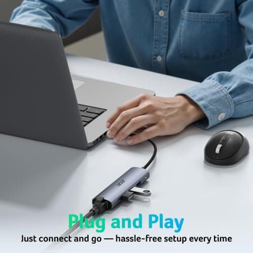 Acer USB to Ethernet Adapter, USBC Hub Ethernet 1Gbps with 3*USB 3.0, Aluminum Heat Dissipation, Driver Free, USB to Network Adapter for Windows 10, 8.1, Mac OS, Laptop, MacBook, iPad, etc (0.65FT) - Thumbnail 6
