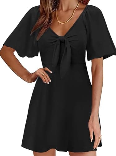 MixShe Summer Dresses for Women 2026 Italian Dress Fall Fashion Plus Size Beach Vacation Clothes Elegant Classy Sundresses Wedding Guest Maxi Seniors Outfits Black Large - Image 1