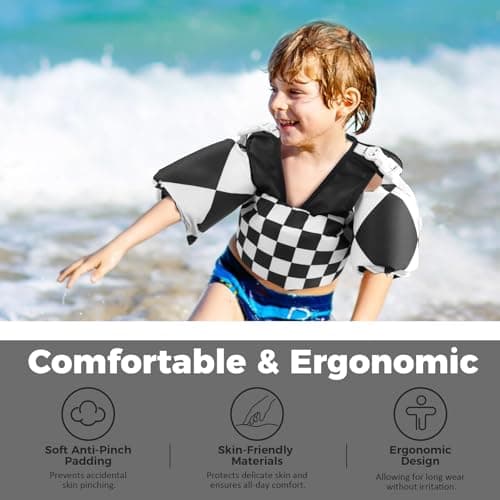 Vvinca Toddler Swim Vest for Kids 28-66 lbs, Toddler Floaties Puddle Pool Float Jumper 30-50 Pounds for Girls Boys Ages 2-6 with Detachable Arm Floaties Stylish Floats for Swimming Pool Beach Vacation - Thumbnail 2