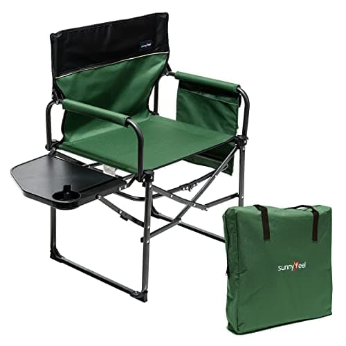 SUNNYFEEL Camping Directors Chair, Heavy Duty,Oversized Portable Folding Chair with Side Table, Pocket for Beach, Fishing,Trip,Picnic,Lawn,Concert Outdoor Foldable Camp Chairs
