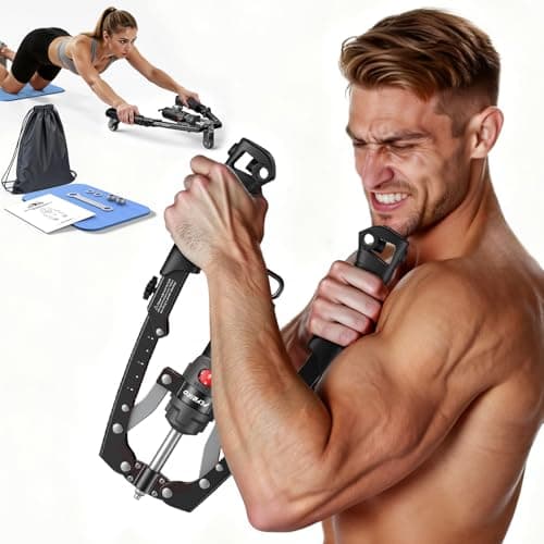 FLYBIRD Twister Arm Trainer, Hydraulic Power Core Twister Chest Workout Equipment, Adjustable 22-440LBS Chest Trainer for Men, 3 in 1 Chest and Arm Exerciser with Ab Roller Wheel, Include Backpack&Pad - Image 1