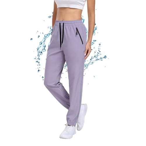 Womens Hiking Pants Waterproof Lightweight Quick Dry Sweatpants Joggers Elastic Waist Drawstring UPF 50+ Cargo Work Casual Athletic Lounge Jogging Purple S - Thumbnail 4