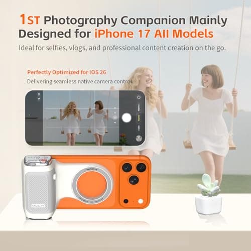 COMITOK MOCA - iPhone Camera Grip - for Native Camera Control with Removable Remote & Built-in Keychain, Magnetic Phone Camera Grip No Need App Support iOS26/17/18, Fun Shot Magnetic Grip with 1/4 Nut - Thumbnail 2