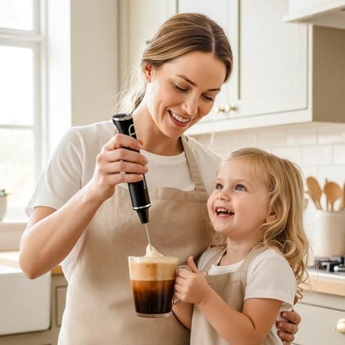 FoodVille MF06 Rechargeable Milk Frother 1800 Mah with 9 Speed and 3 Frother, LED Display Screen, Storage Stand, for Coffee Milk Foam, Cappuccino, Latte, Keto Diet, Protein Powder, Matcha, Bulletproof - Thumbnail 5