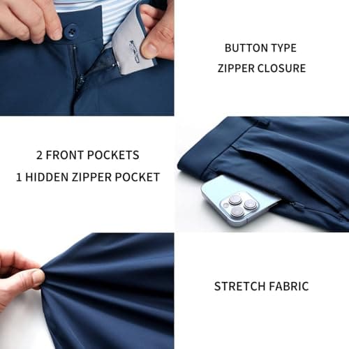 M MAELREG Dress Pants for Men Straight Fit Stretch Quick Dry Lightweight 5 Pockets Business Casual Golf Pants Men Blue Indigo - Thumbnail 4