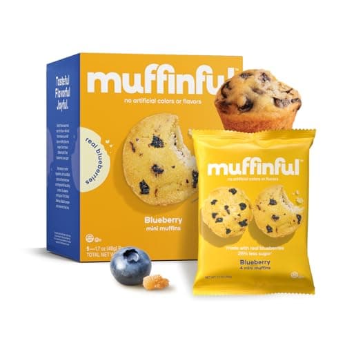 Muffinful Triple Blueberry Mini Muffins – Bakery Fresh Bite-Sized Treats – 60 Muffins Total (15 Packs of 4) – Less Sugar, Nothing Artificial, Individually Wrapped - Image 1