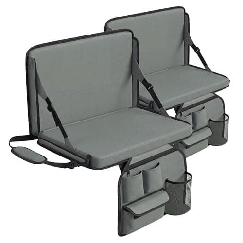 Dragosum Stadium Seat with Back Support and Cushion, Portable Folding Bleacher Chair with Cup Holder, Zipper Pocket and Shoulder Strap for Outdoor Activities