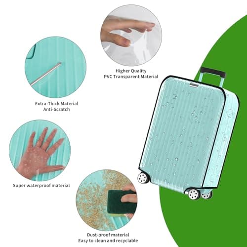 YHOUSE Suitcase Covers For Luggage, 28 Inch Clear PVC Luggage Covers Protector Full Thicken Transparent Waterproof Suitcase Sleeve With Large Velcro for 28" Wheeled Suitcases - Thumbnail 6