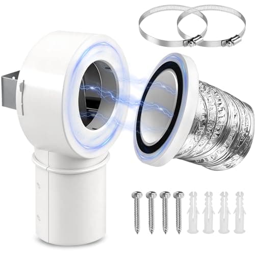 Magnetic Dryer Vent Connector Kit Easy to Clean Quick Connector DV90 Airtight Seal ，Magnetic Dryer Vent Coupling，Includes 4-inch Aluminum Foil Hose and 2 Clamps（White）