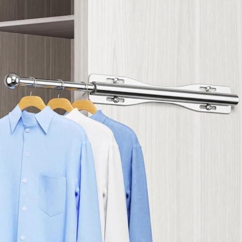 HBPHBP 12" Valet Rod For Closet Pull Out Slide Out Adjustable Heavy Duty Valet Rod For Closet, Laundry Room, Bedroom, Bathroom(Sliver) - Image 1