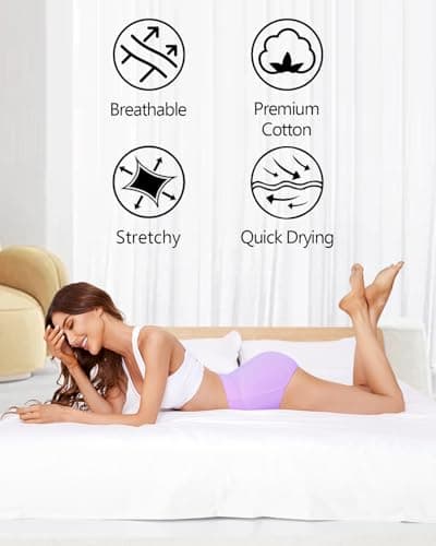 CleainKorte Womens Underwear Cotton Hipster Ladies Panties for Women Mid Rise Coverage Briefs Strech Breathable - 5 Pack - Thumbnail 3