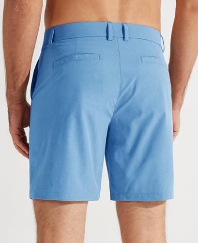 Libin Men's Golf Shorts 7" Work Dress Shorts Casual Flat Front Hybrid Short Lightweight Quick Dry Water Resistant, Light Blue, Size 32 - Thumbnail 2