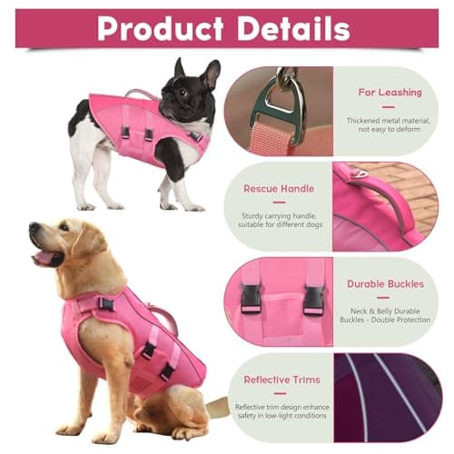 PETDSH Dog Life Jacket Small, High Flotation Dog Life Vest for Swimming Boating, Reflective Puppy Lifejacket with Superior Buoyancy and Rescue Handle, Adjustable Safety Dogs Floating Vests - Thumbnail 3