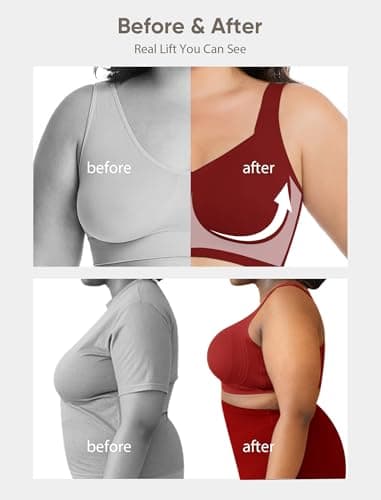 Easybunny Jelly Bras for Women Plus Size Minimizer No Underwire Supportive Full Coverage Wider Straps Seamless Tshirt Bra Red 4XL - Thumbnail 5
