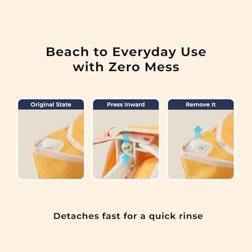 DEER LAND Beach Wagon Cart with Big 6.7" Fat Tires, Foldable Sand Wagon for Beach, Camping & Outdoor Use – Large Capacity, Easy Pull Design, Cala Serena Ochre Stripe - Thumbnail 5